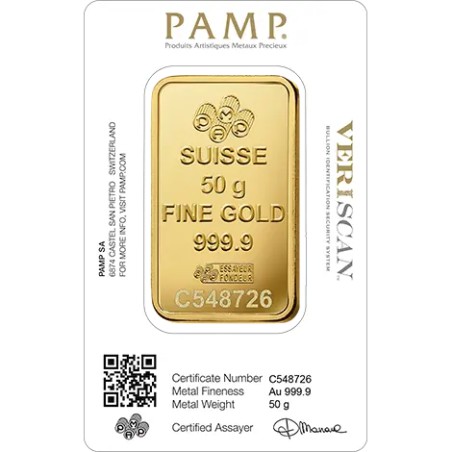 50g Lingot d'or (PAMP Fortuna)