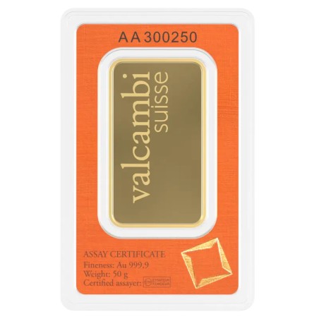 50g Lingot d'or | Valcambi | Frappé