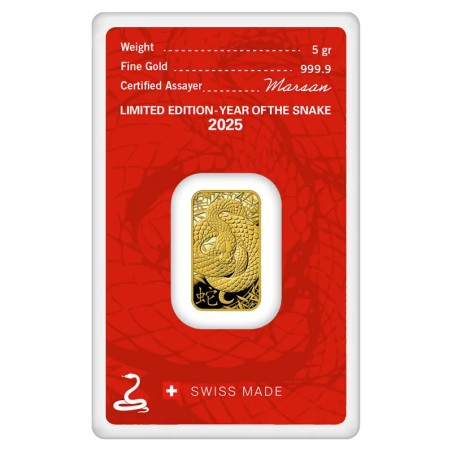 5g Lingot d'Or | Argor-Heraeus | Année du Serpent | 2025