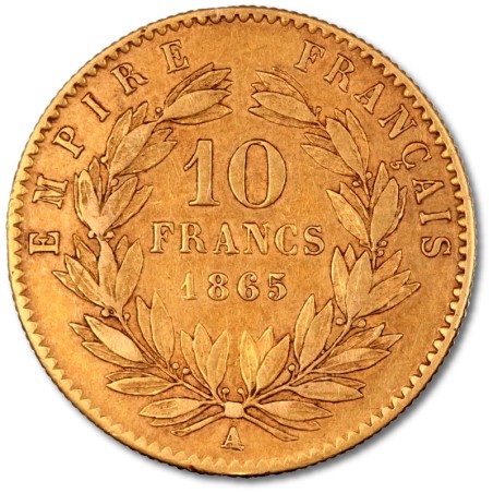 Pièce d'or 10 Francs | Napoleon III tête laurée | Or |1854-1869