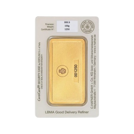 100g Lingot d'or frappé (C.Hafner)